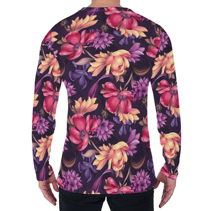 Wild Flower Print Men's Long Sleeve T-Shirt