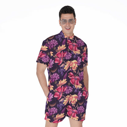 Wild Flower Print Men's Rompers