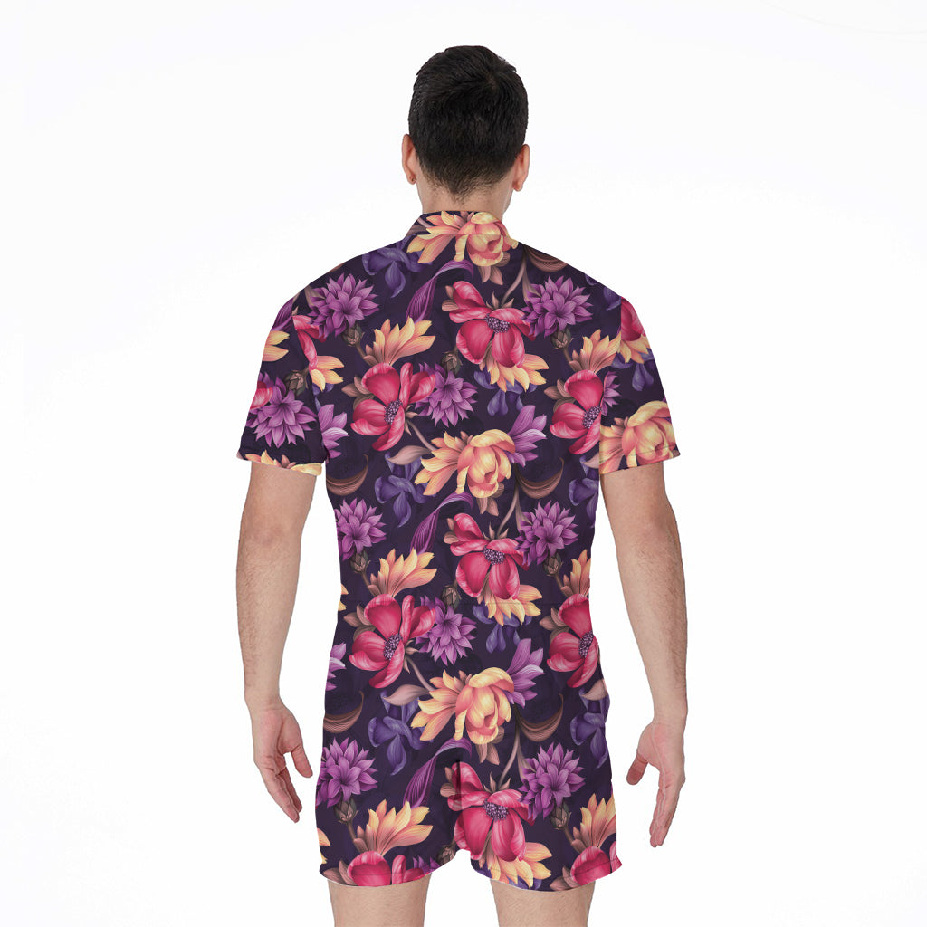 Wild Flower Print Men's Rompers