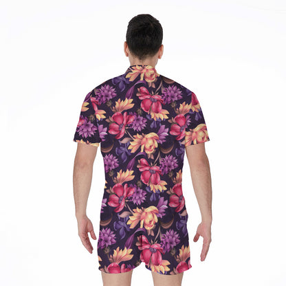 Wild Flower Print Men's Rompers