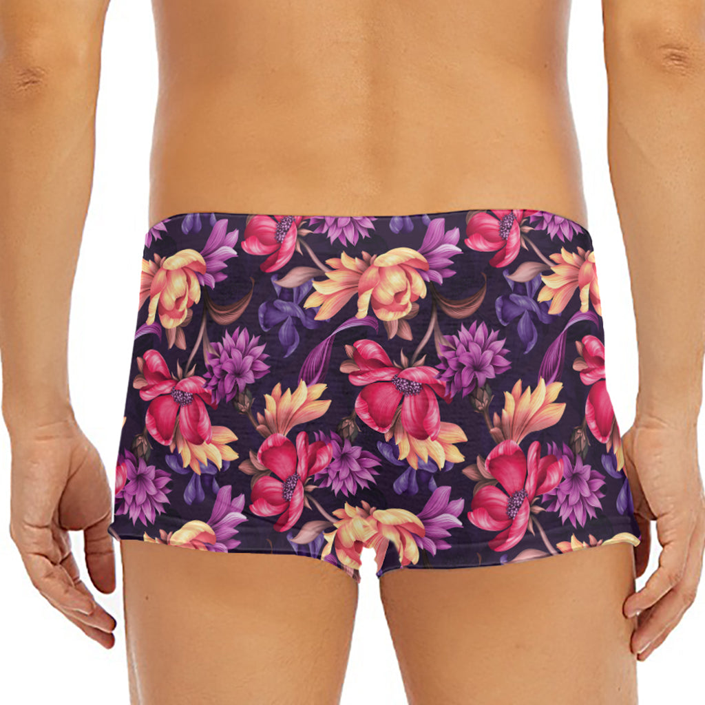 Wild Flower Print Men's Short Boxer Briefs
