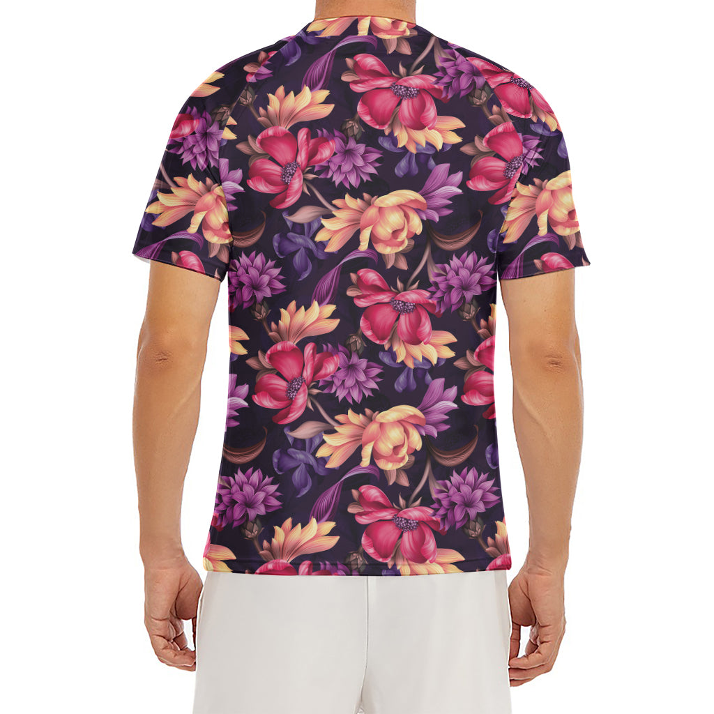 Wild Flower Print Men's Short Sleeve Rash Guard