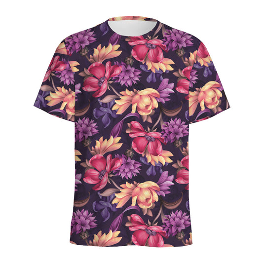 Wild Flower Print Men's Sports T-Shirt