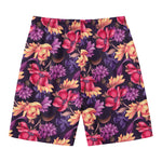 Wild Flower Print Men's Swim Trunks