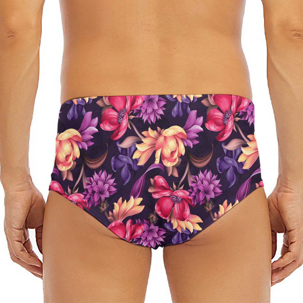 Wild Flower Print Men's Triangle Swim Briefs