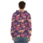 Wild Flower Print Men's Velvet Pullover Hoodie
