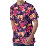 Wild Flower Print Men's Velvet T-Shirt