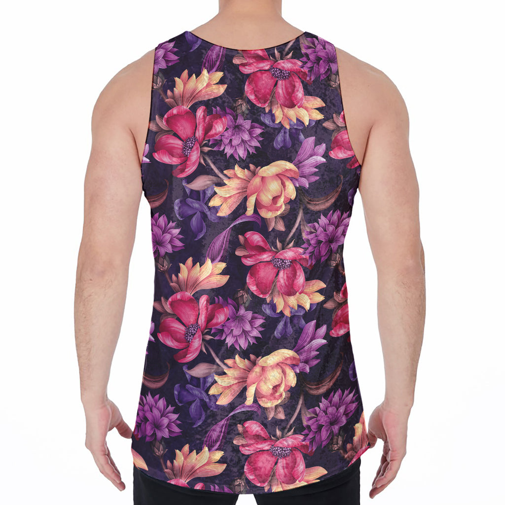Wild Flower Print Men's Velvet Tank Top