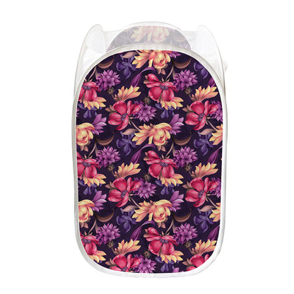 Wild Flower Print Mesh Laundry Hamper