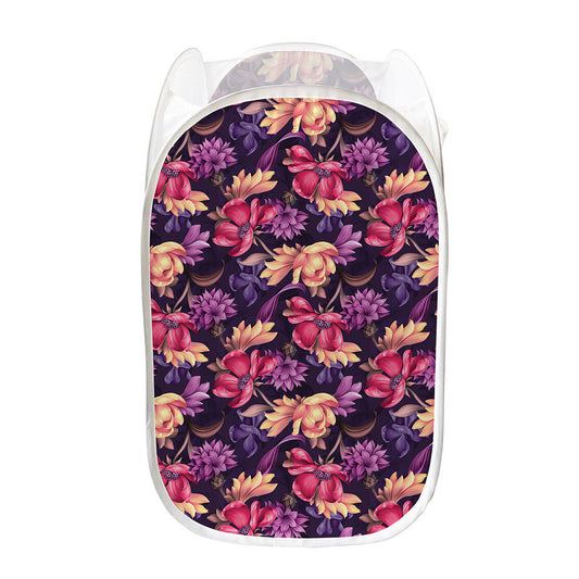 Wild Flower Print Mesh Laundry Hamper