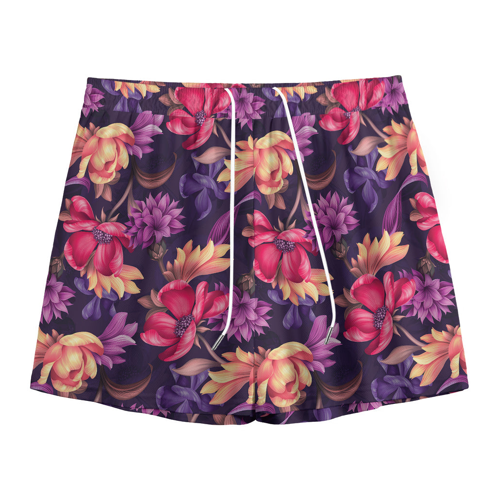 Wild Flower Print Mesh Shorts