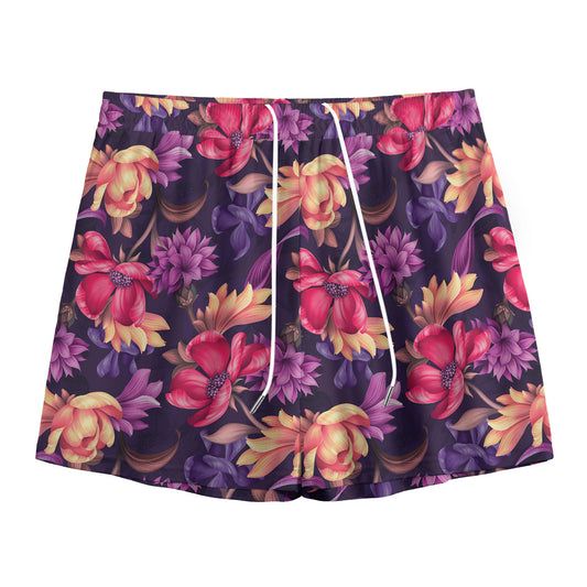 Wild Flower Print Mesh Shorts