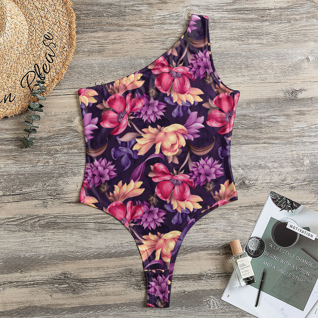 Wild Flower Print One Shoulder Bodysuit