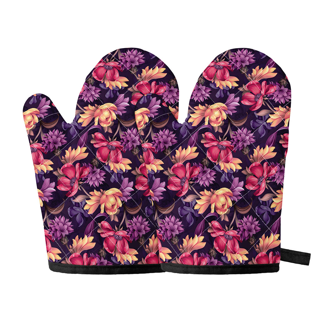 Wild Flower Print Oven Mitts