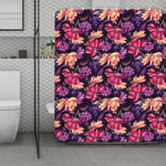 Wild Flower Print Polyester Shower Curtain