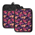 Wild Flower Print Pot Holders With Pocket
