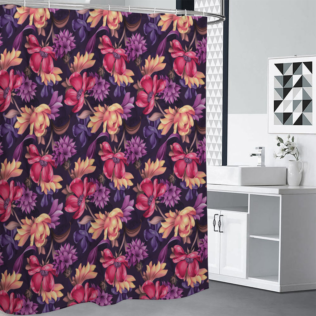 Wild Flower Print Premium Shower Curtain