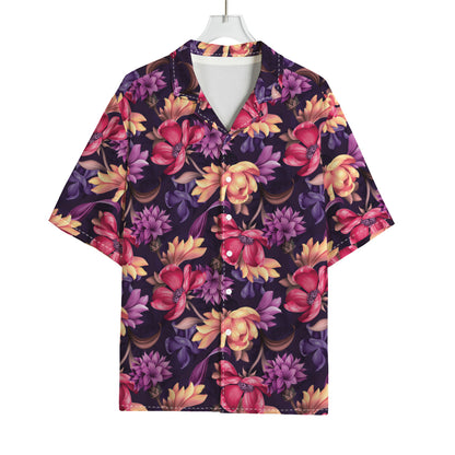 Wild Flower Print Rayon Hawaiian Shirt