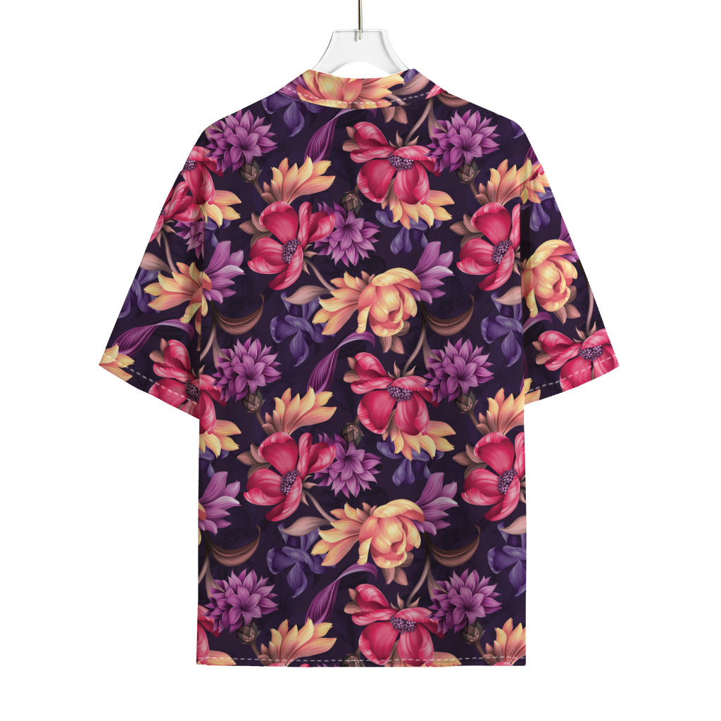 Wild Flower Print Rayon Hawaiian Shirt
