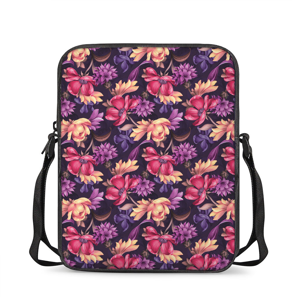 Wild Flower Print Rectangular Crossbody Bag