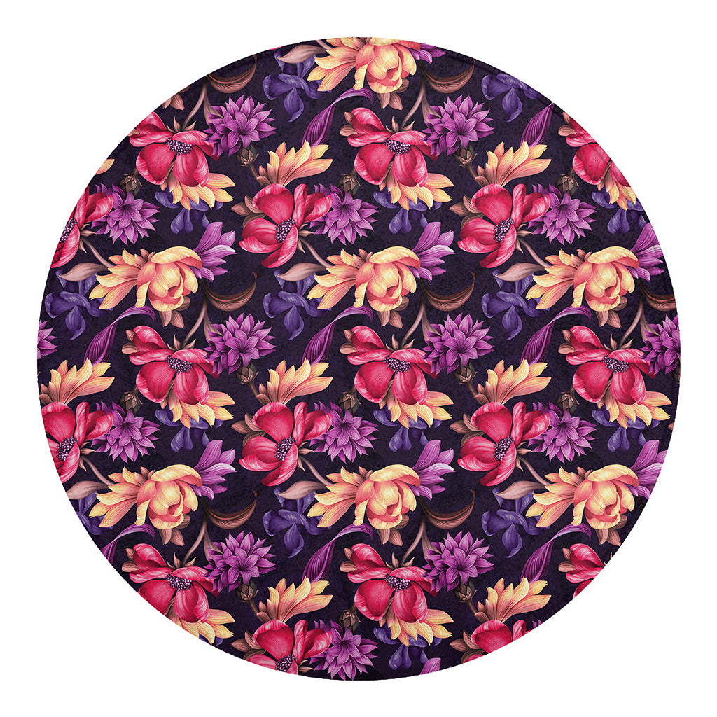 Wild Flower Print Round Blanket