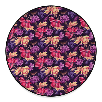 Wild Flower Print Round Floor Mat
