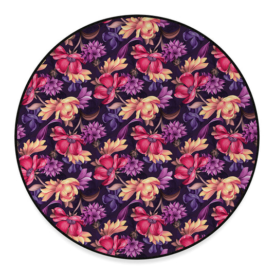 Wild Flower Print Round Floor Mat