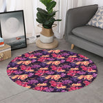Wild Flower Print Round Rug