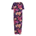 Wild Flower Print Short Sleeve Long Nightdress