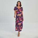 Wild Flower Print Short Sleeve Maxi Dress