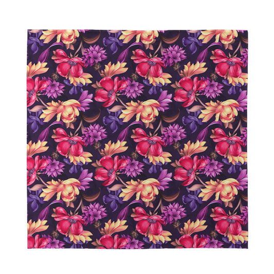 Wild Flower Print Silk Bandana