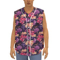 Wild Flower Print Sleeveless Baseball Jersey