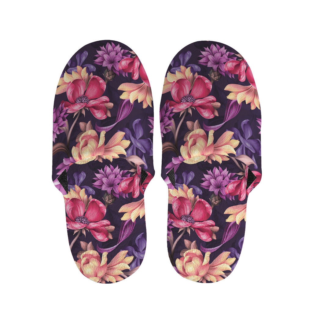 Wild Flower Print Slippers