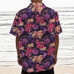 Wild Flower Print Textured Short Sleeve Shirt