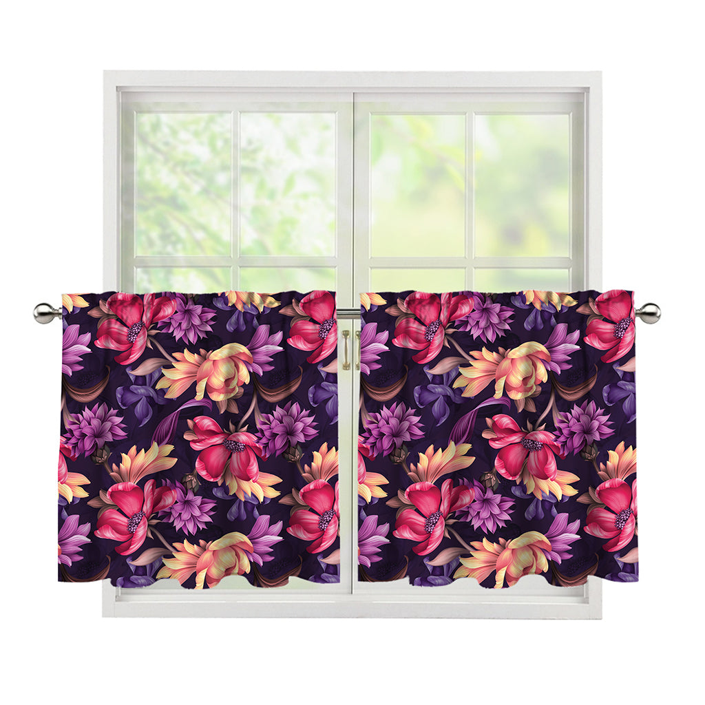 Wild Flower Print Tier Curtains