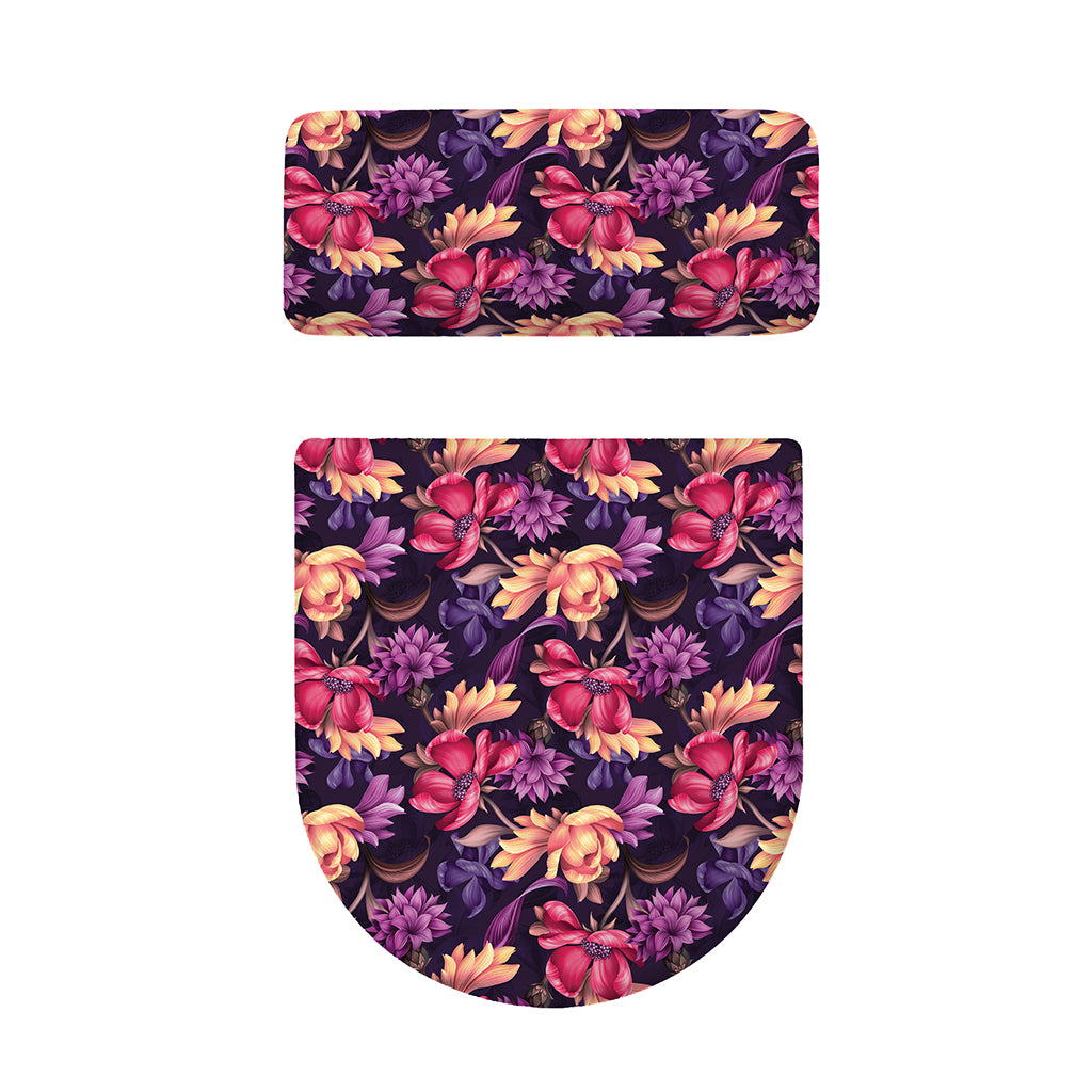Wild Flower Print Toilet Lid And Tank Cover Set