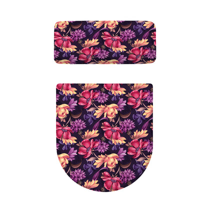 Wild Flower Print Toilet Lid And Tank Cover Set