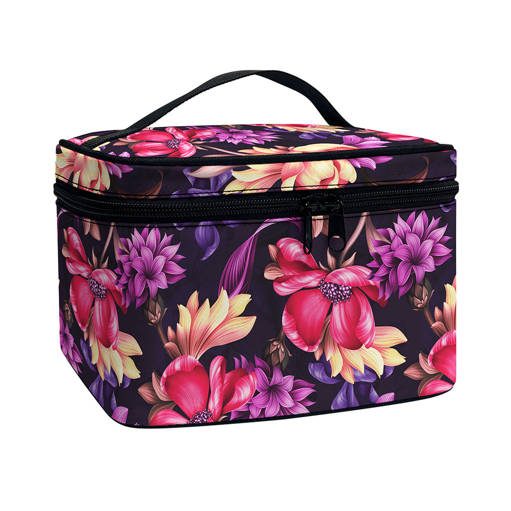 Wild Flower Print Travel Makeup Bag