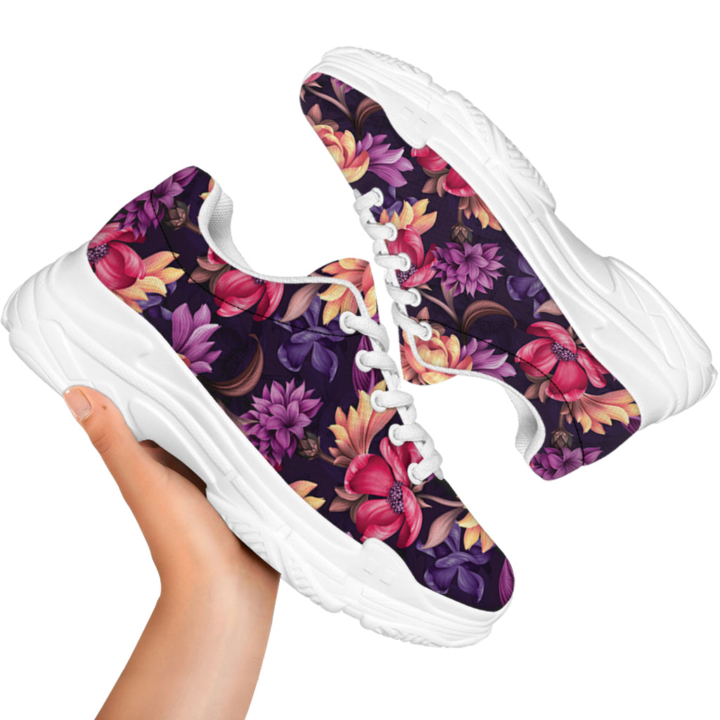 Wild Flower Print White Chunky Shoes