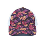 Wild Flower Print White Mesh Trucker Cap