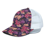 Wild Flower Print White Mesh Trucker Cap