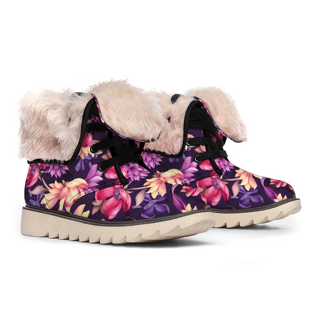 Wild Flower Print Winter Boots