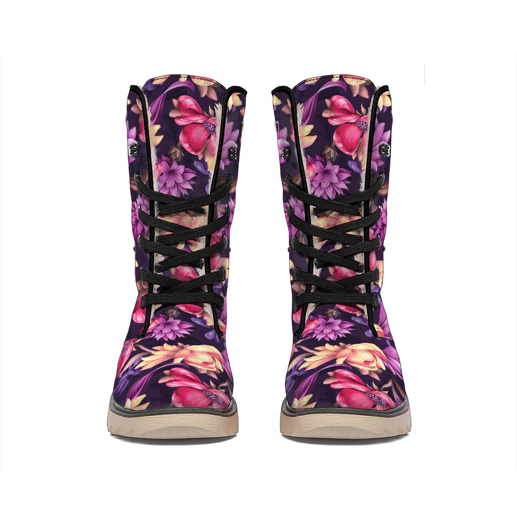 Wild Flower Print Winter Boots