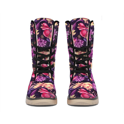 Wild Flower Print Winter Boots