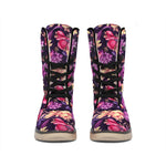 Wild Flower Print Winter Boots