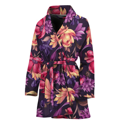 Wild Flower Print Women's Bathrobe