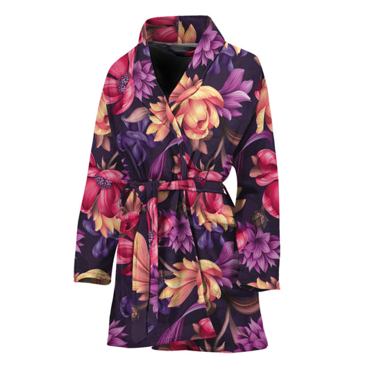 Wild Flower Print Women's Bathrobe