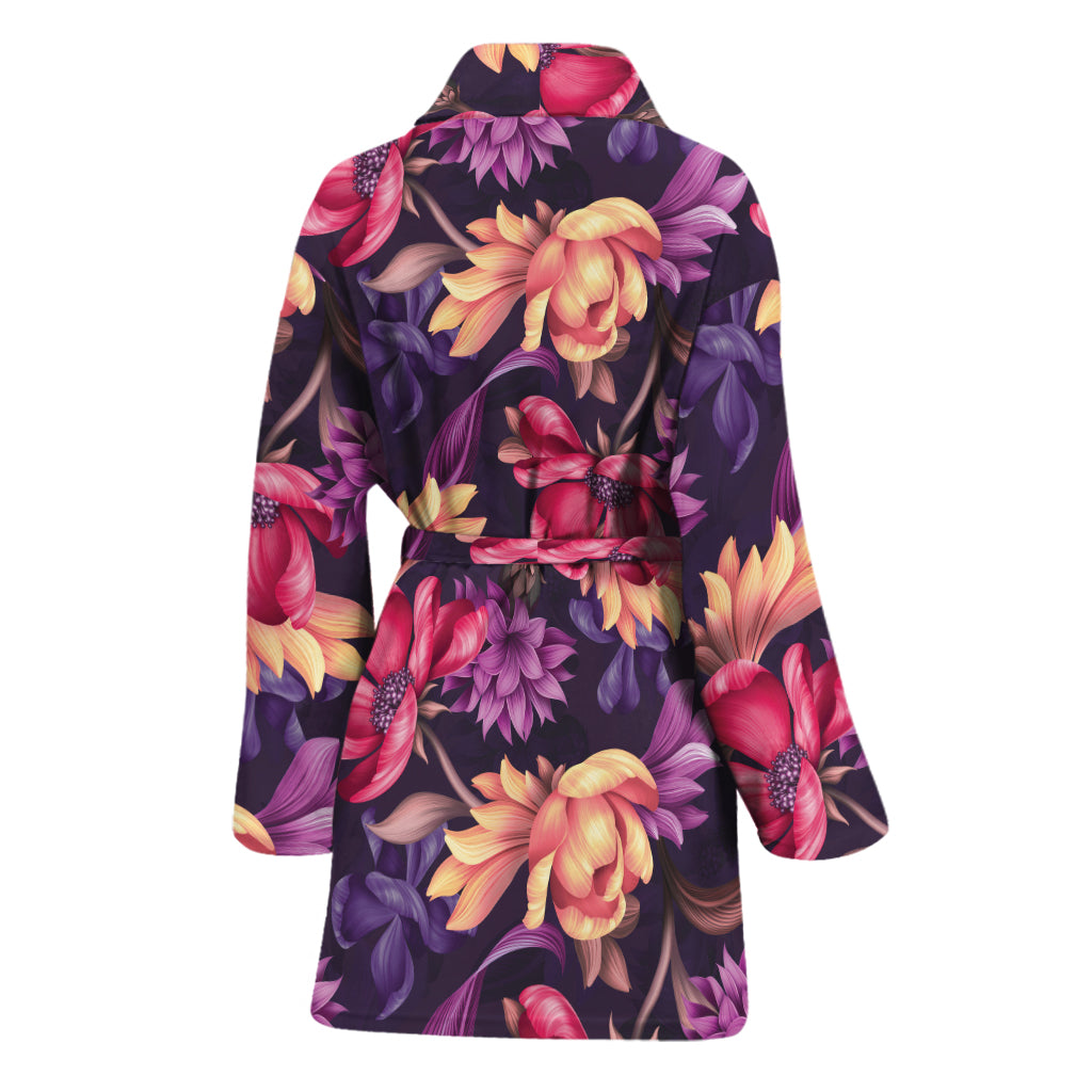 Wild Flower Print Women's Bathrobe
