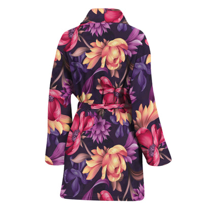 Wild Flower Print Women's Bathrobe
