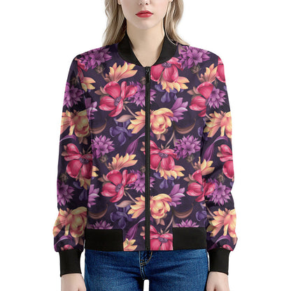 Wild Flower Print Women's Bomber Jacket